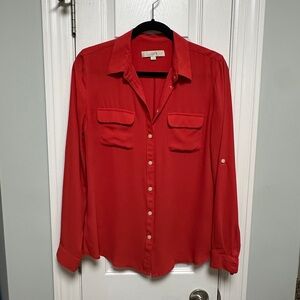 Ann Taylor LOFT - Women’s Long Sleeve Blouse - Red - Medium